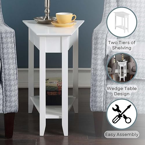 Miniatura 6 de Convenience Concepts American Heritage Mesa Terminal en Cuña de 24" - Mesa Clásica de Sala de Estar con Estante de Almacenamiento, Mesa Lateral para