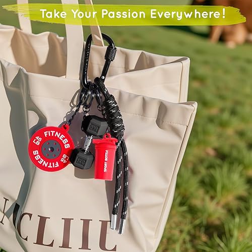 Miniatura 2 de Llavero de Mancuerna y Pesas, Adornos para Bolso o Cartera, Regalo para Mujeres y Hombres Fitness, Lindos Accesorios Mini para Llaves de Coche