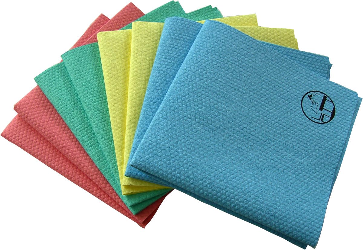 Lot de 8 lingettes de nettoyage, antibactériennes, durables, avec argent, pour la maison et le commerce, brillance sans laisser de traces (robinets, fenêtres, verre, acier inoxydable, écrans, meubles)