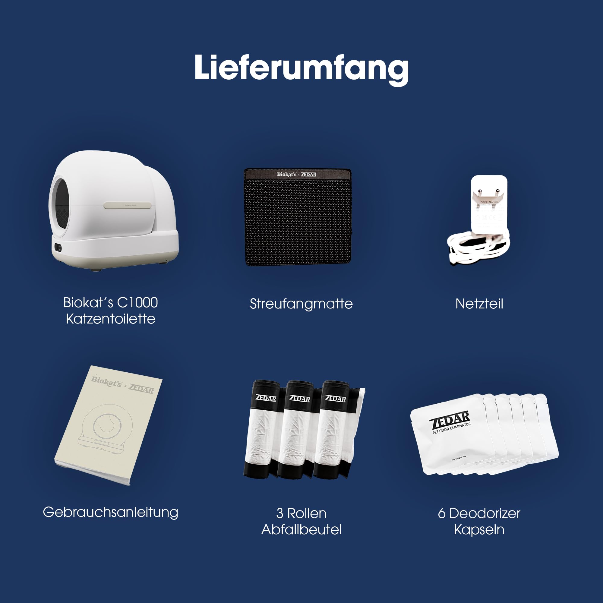 Biokat’s C1000 - Automatisches Katzenklo – Selbstreinigende Katzentoilette mit App – Inkl. Katzenklo-Matte & 3 Rollen Müllbeutel – 82 L XXL