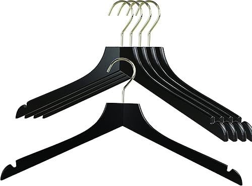 MAWA por Reston Lloyd, colgador de madera europea, colgador recto de madera de haya con muescas en el hombro, gancho giratorio dorado, acabado