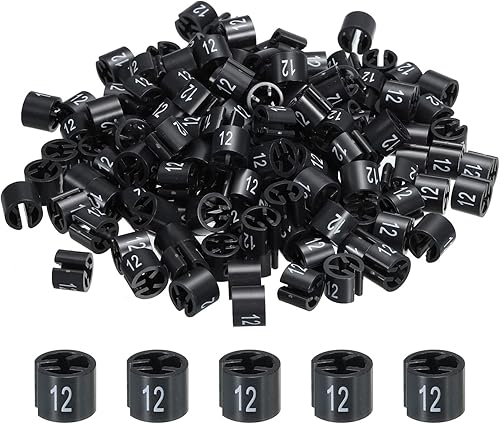 MECCANIXITY Marcadores de colores para colgar ropa (Número 12, negro) para codificación de colores, paquete de 150 unidades