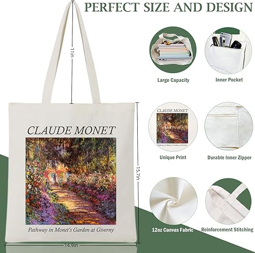 Miniatura 7 de Andeiltech Canvas Tote Bag Aesthetic Cute Vintage Tote Bags Book Shoulder bag Gifts Reusable Grocery Bags for Women