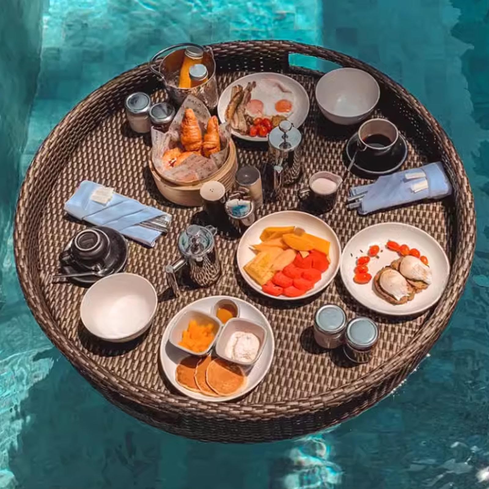 Mesa Flotante para Piscina, Mesa Redonda Flotante para Bar, Soporte Flotante para Bebidas para Fiestas en la Playa, Plato Flotante para Comida en el Agua.