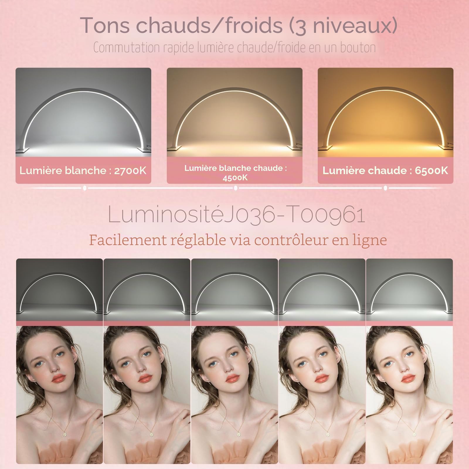 Lampe de bureau LED 3000-6000 K intensité variable 3 modes lumière de salon de beauté pour les yeux, les beauticiens