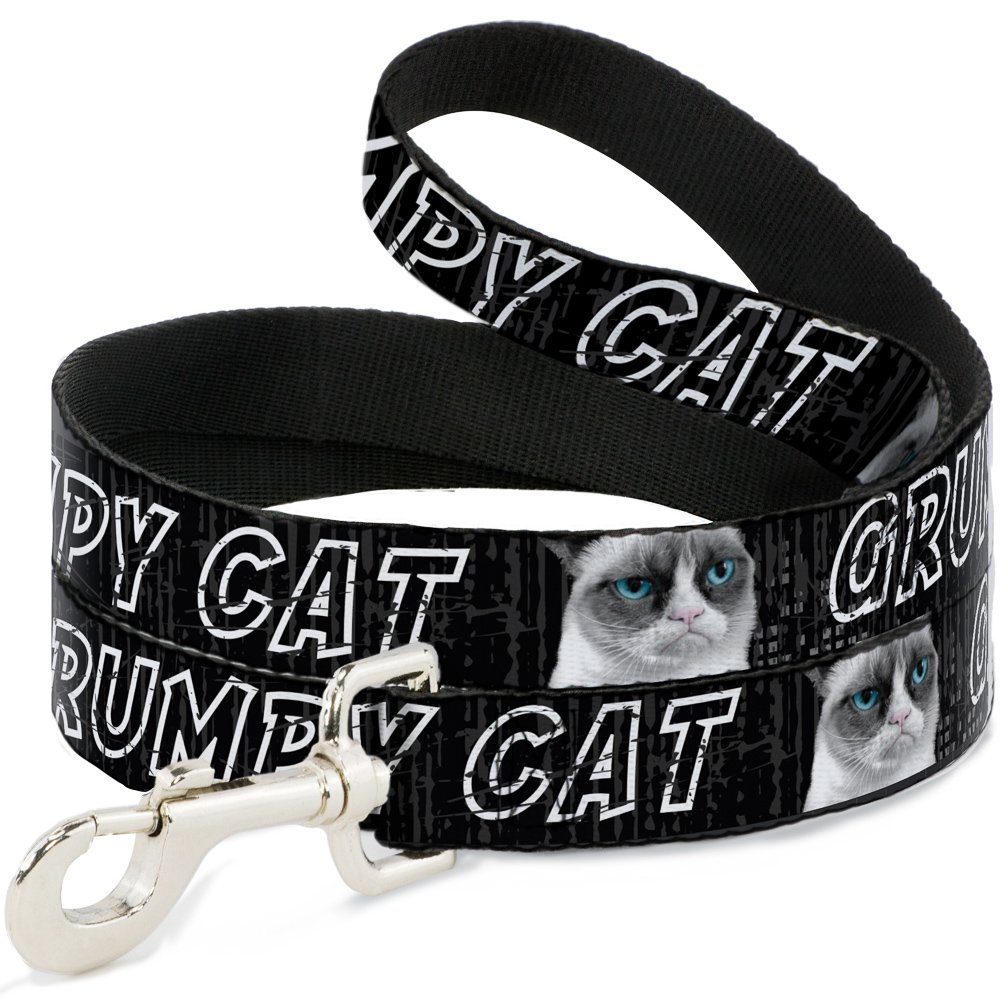 Laisse chat Grumpy Cat large 3.8cm avec sangle nylon ultra résistante