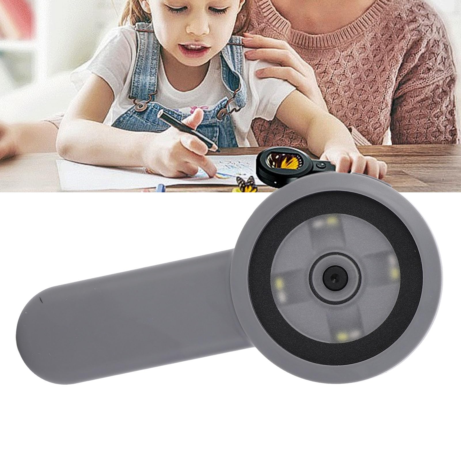 Lupa Recargable con 8 Luces LED, Lente de Aumento Iluminada, Grande, Liviana, de Mano, Opciones de Iluminación Dual, Soporte en Varios Idiomas, Se Conecta a la Computadora