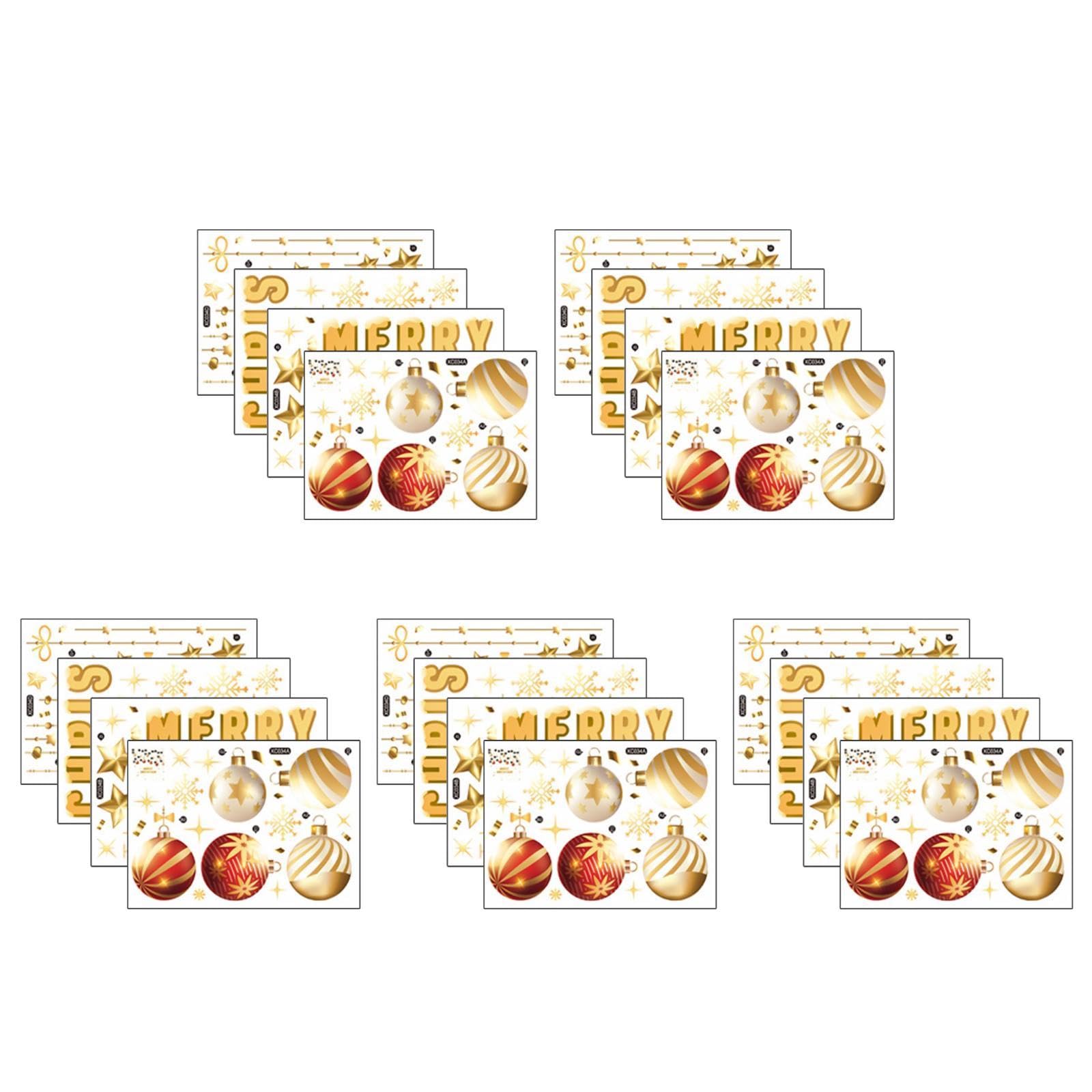 20 Feuilles Autocollants de Noël autocollants muraux de Autocollant de fenêtre de sticker sapin de noel stickers noel vitre décoration d'intérieur décor d'or PVC
