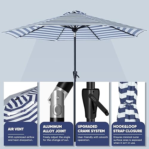 Miniatura 40 de Tempera Patio Market Outdoor Table Umbrella with Push Button Tilt and Crank,Large Sun Umbrella with Sturdy Pole&Fade resistant canopy,Easy to set