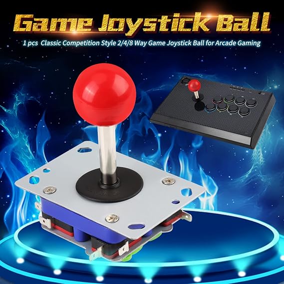 Joystick - 2/4/8 Way Classic Game Joystick with Adjustable Ball and Long Handle for Competition Style Gaming