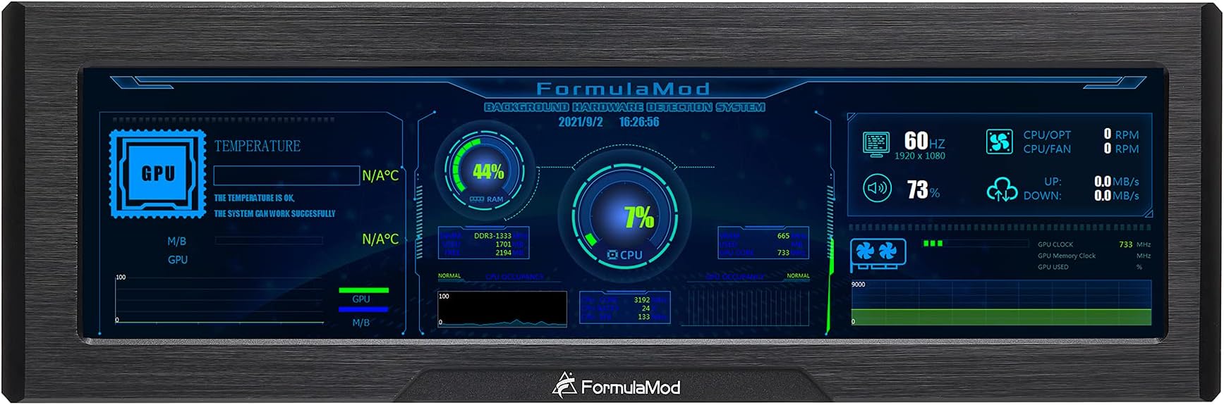 FormulaMod 8.8 Inch CPU Hardware Temperature Monitor External Expansion Display HD High Resolution LCD Screen for PC Case for PC ARGB Computer case Secondary Screen