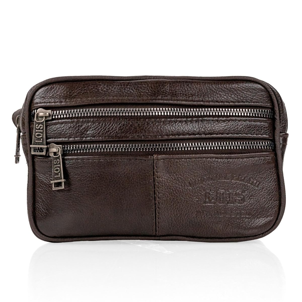 Lois - Bolso De Mano Hombre, Bolso Hombre Elegante De Piel Con Cremallera Y Asa De Muñeca Para Eventos Y Viaje