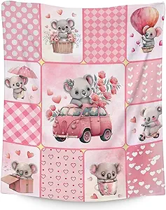 Koala Blanket Gifts - 40"x50" Cute Throw for Women, Girls - Pink Soft Fuzzy Blankets for Couch & Sofa