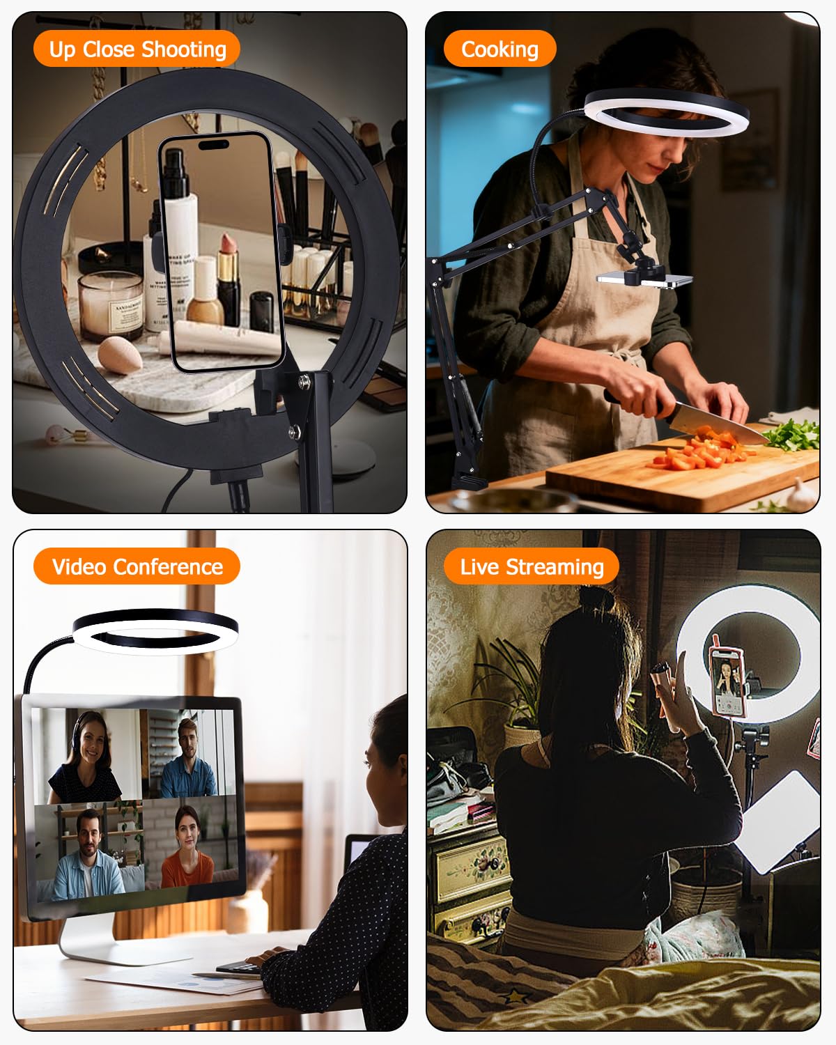 Treppiede per Smartphone con Luce Anulare LED 26 cm, Dimmerabile