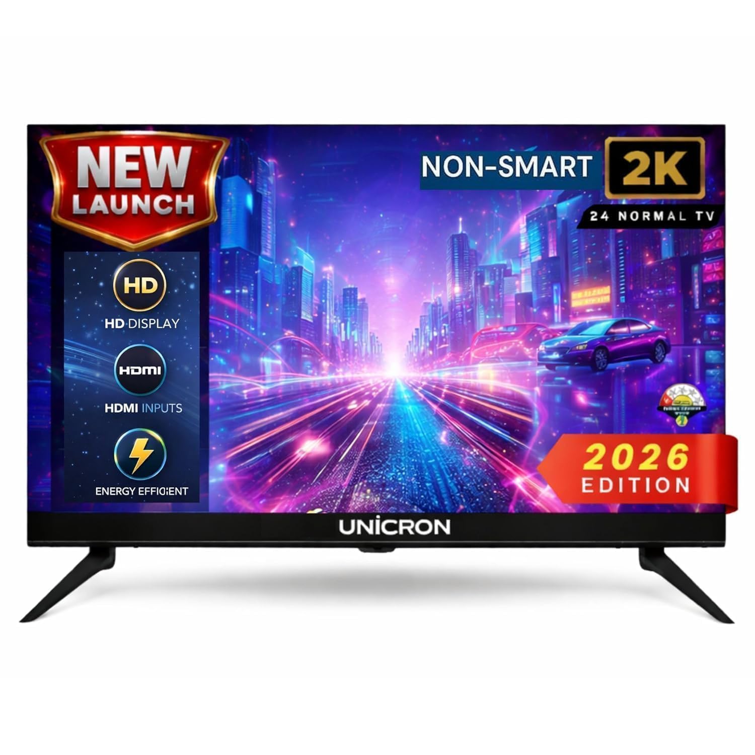 UNICRON 24 Inch HD LED TV Non Smart 20W Sound Output, Premuim Slim Design Crystal Clear Display with HDMI & USB Ports, Ideal for Home, Office & Monitor Security-image-3