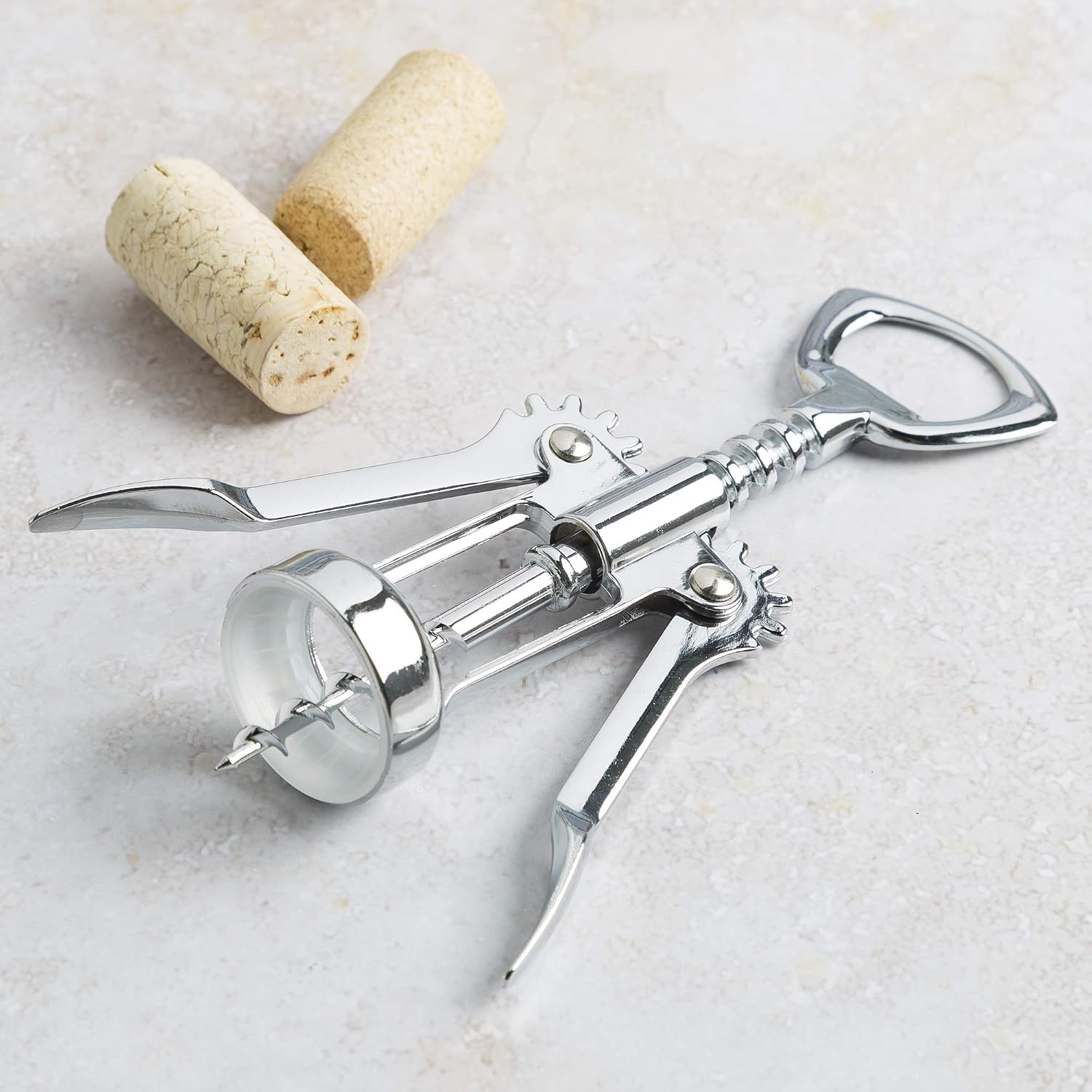 Cooking Light Premium Stainless Steel Wine, Professional and Portable Bottle Opener, All-in-One Winged Corkscrew, Black, Model:Wing Wine Opener