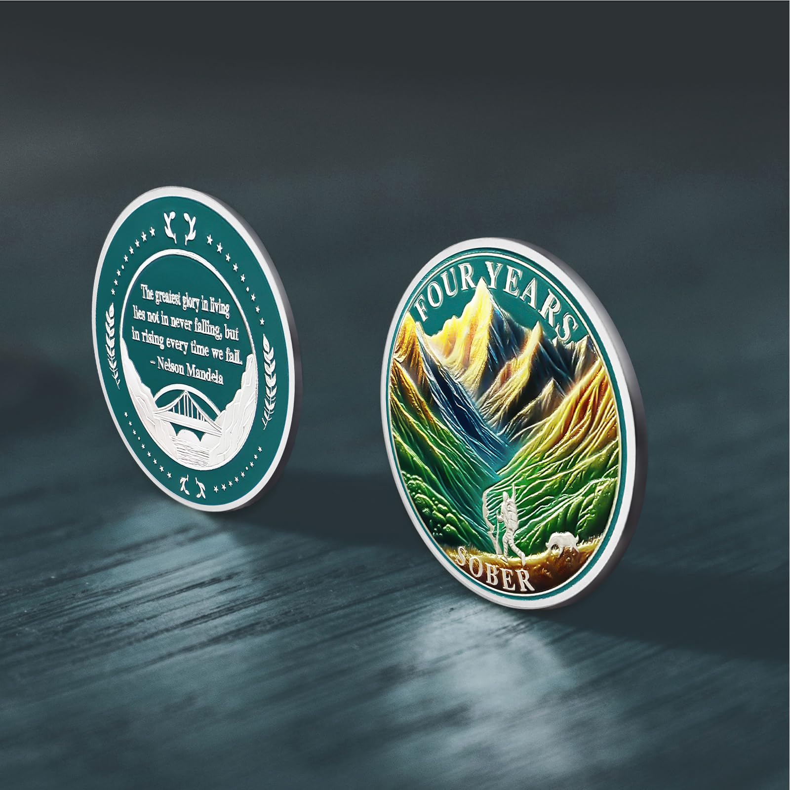 Moneda de sobriedad de 4 años - Chip de sobriedad original de Sunlight Mountains Fichas y medallones AA Ficha de sobriedad AA NA Alcohólicos Anónimos Regalos de sobriedad