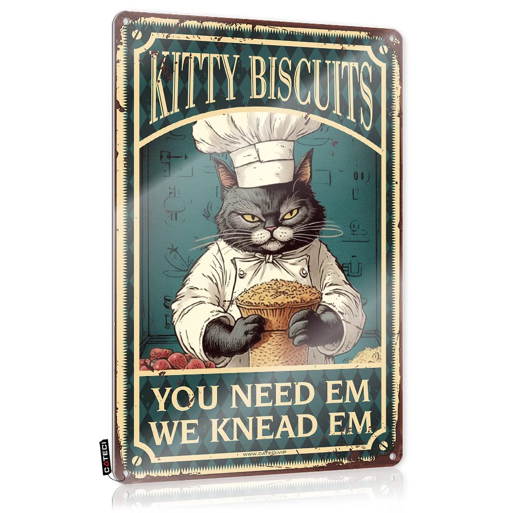 MWFKKADDB Small Sign Kitty Biscuits We Knead Em You Need Tin Sign Cheap Room Decorgoth Bathroom Decorfun Office Decoroffice Decor For Women Metal Home Sign Outdoor Funny Metal Sign(30X40CM)