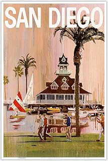 San Diego California - Southern California - Vintage Airline Travel Poster by Van Kaufman c.1970 - Master Art Print (Unframed) 12in x 18in