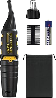 Wahl Extreme Grip Detail Trimmer, Painless Eyebrow & Facial Hair Trimmer for Men Women, 2-in-1 Personal Trimmer, Trimmers for Nose Ear Eyebrow, Washable Heads, Cordless, Battery-Operated Trimmer
