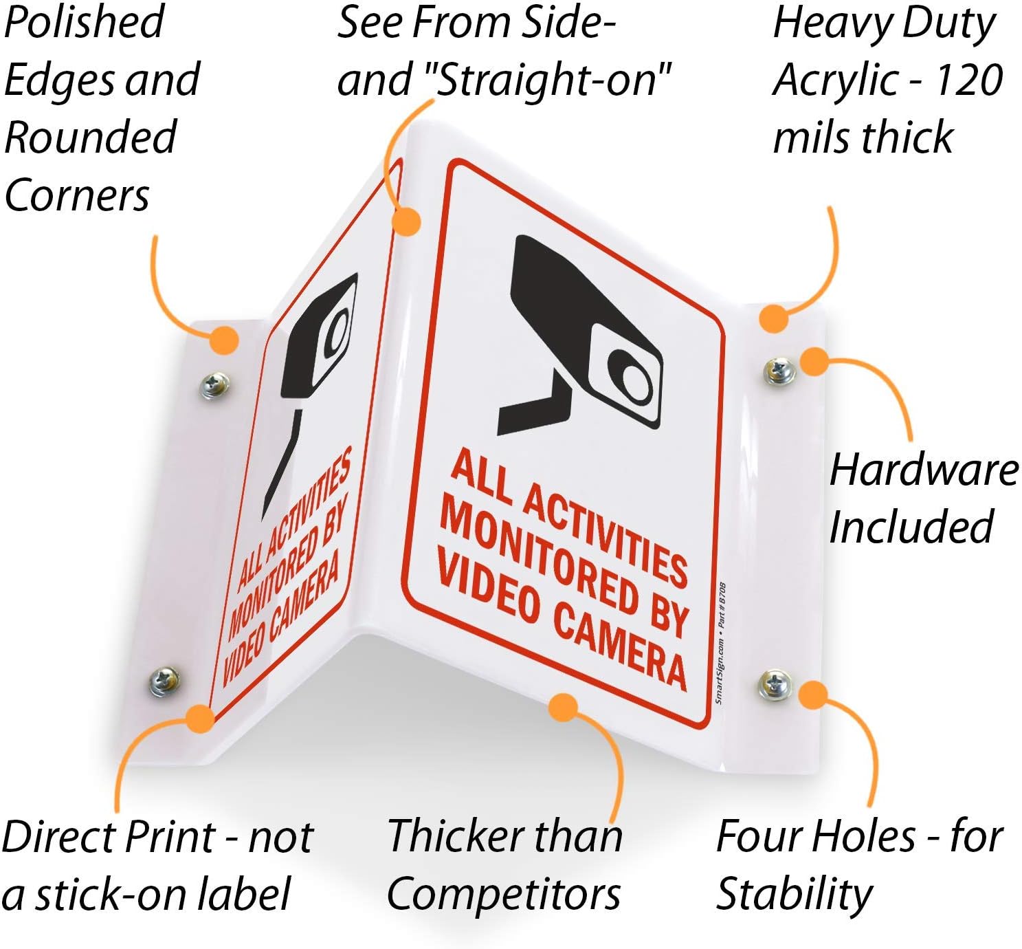 SmartSign "All Activities Monitored by Video Camera" Projecting Sign | 5" x 6" Acrylic