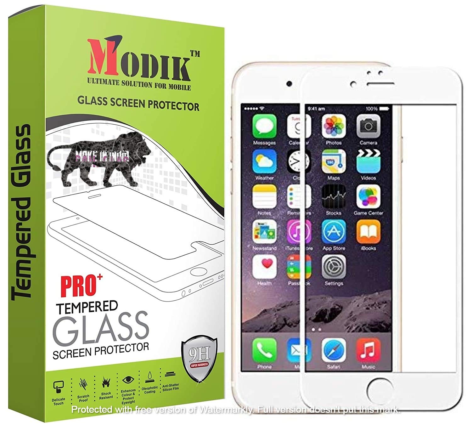 MODIK Tempered Glass Screen Protector for Apple iphone 7plus/8plus White Tempered with Installation kit