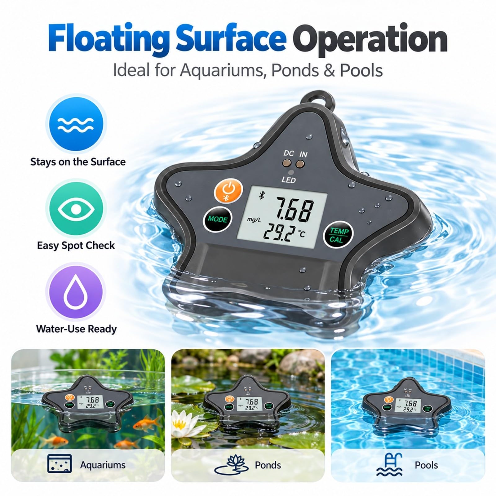 Medidor de Oxígeno Disuelto Bluetooth for Calidad del Agua de Acuarios