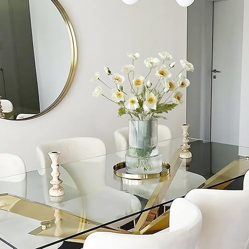 Miniatura 5 de JINWOE Flores de seda de amapola blanca, 6 plantas y flores artificiales realistas, ramo de amapolas sintéticas con tallos largos para primavera,