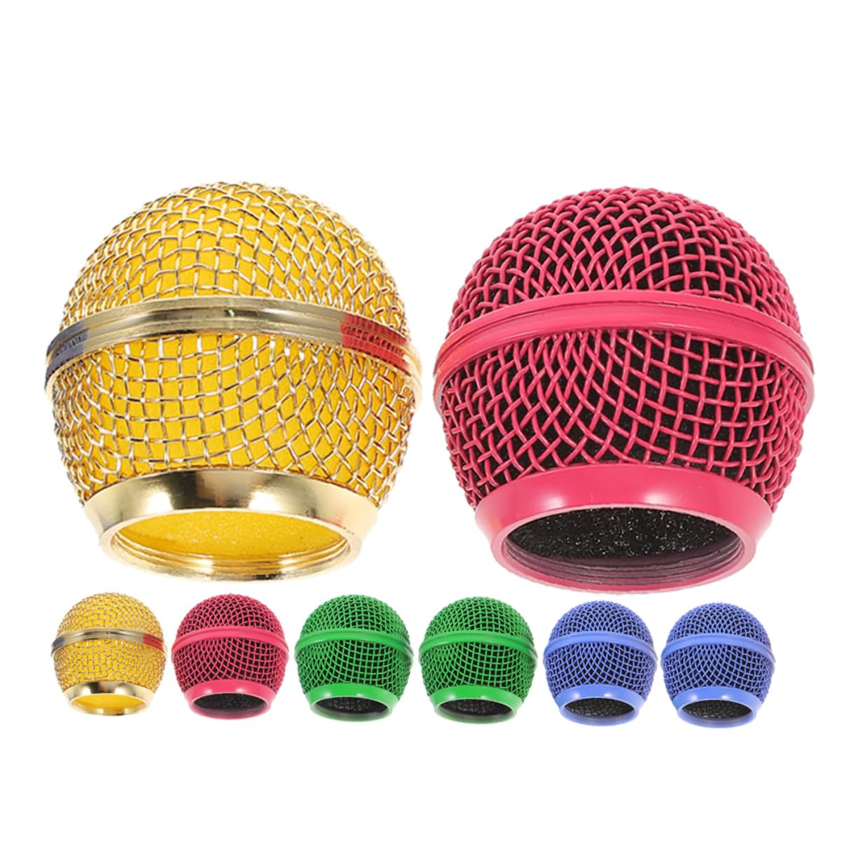 Alipis 8 Piezas Rejilla Metálica para Micrófono Profesional, Cabezales de Malla de Colores (oro, Rosa, Verde, Azul), Repuesto Compatible para Micrófonos Cable E Inalámbricos, Parabrisas