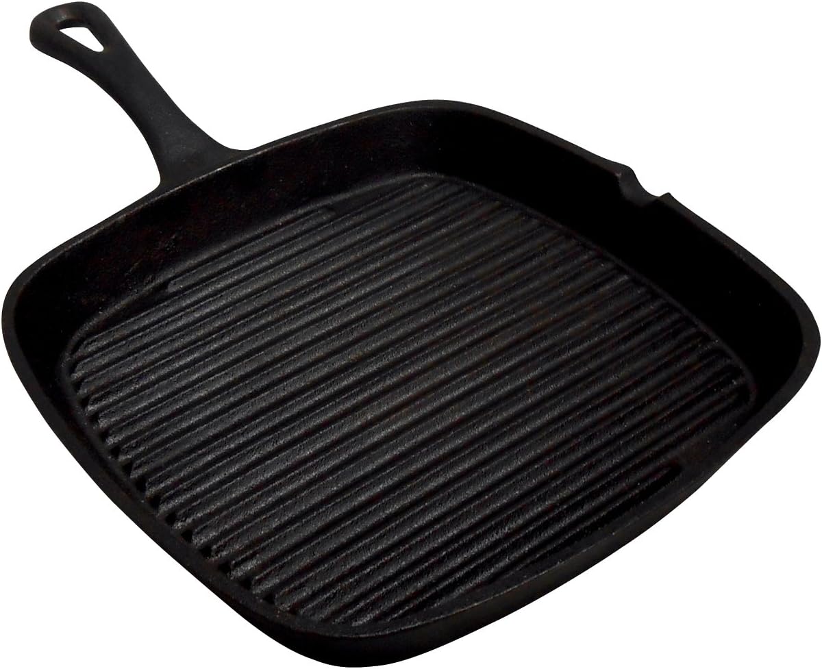 King Kooker CISQS9S Pre-Seasoned Cast Iron Square Skillet, 9-Inch