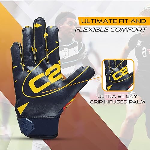 Miniatura 4 de C2FLY Kids Youth Football Gloves - High Performance Custom Football Gloves for Men - Football Gloves Youth Boys with Extra Grip - Ideal Football