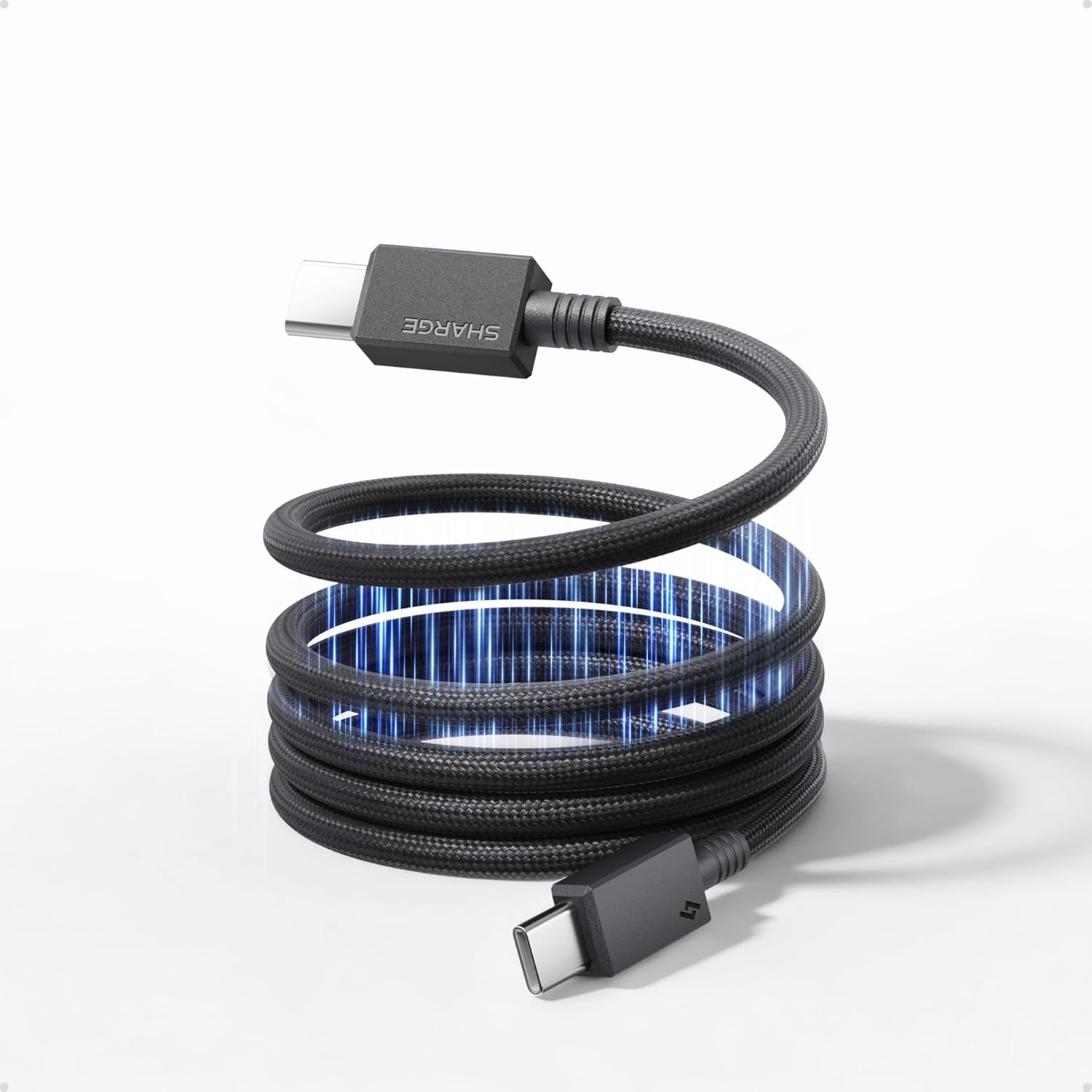 sharge Magnetic USB C Cable 240W Fast Charging Cable, 3.3ft PD 3.1 with Stain-Resistant Coating, Tangle-Free Self-Organizing Cable for MacBook Pro, iPad, iPhone 17 and More