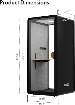 SANODESK Office Pod Phone Booth, Soundproof Enclosure for Private Calls and Meetings (Black,Solo)