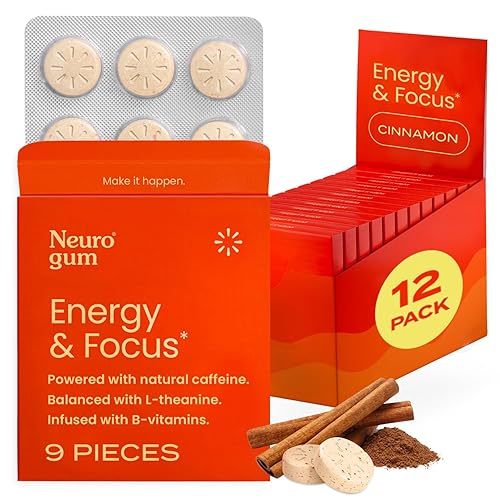 NeuroGum Goma de Mascar Nootropic Energy Cafeína + L-teanina + Vitaminas B Sin azúcar + Sin gluten + Sin OMG + Vegana