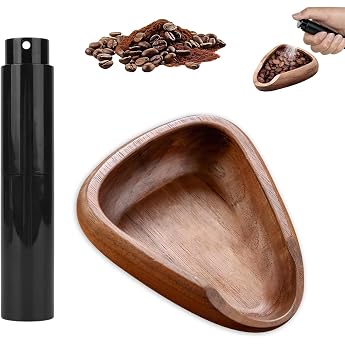 Coffee Beans Dosing Cup Bean Measuring Bowl Made of Walnut Wood with 10 ml Spray Bottle Coffee Beans Dosing Cup Set for Spices Teahouse Hotel Dining Room and Coffee Lovers
