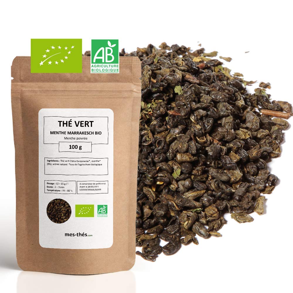 Tè Verde biologico aromatizzato Menta Marrakesch - 100g (40 tazze) - Tè sfuso 100% agricoltura biologica - Mes-Tè