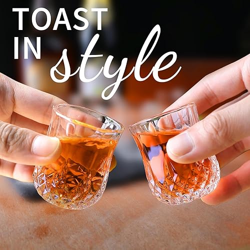 Miniatura 7 de INFTYLE Juego de 24 vasos de chupito pequeños de 1.5 onzas, vasos de chupito clásicos para whisky, vodka, tequila, jerez, brandy, cordial, mini