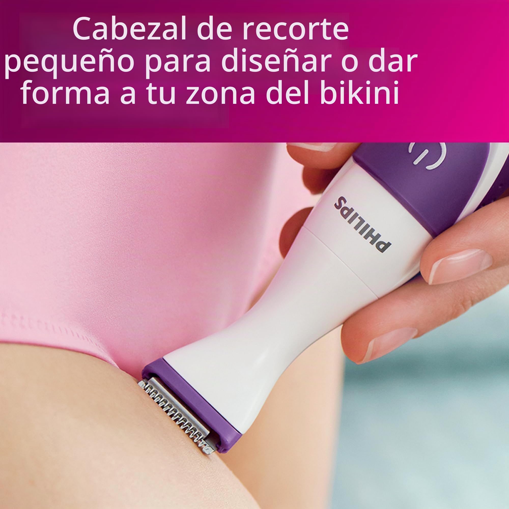 Philips Bikini Genie BRT383/50 - Recortadora inalámbrica para depilación de línea de bikini, con cabezal de afeitado y peine, BRT383/50