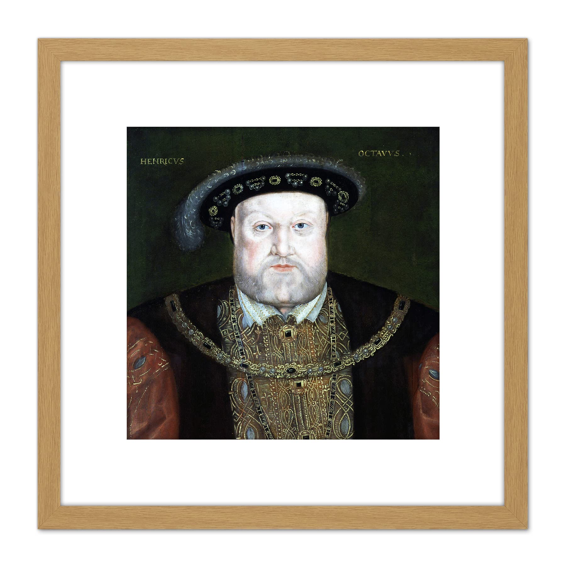 Artery8 Anonymous Portrait Old King Henry VIII England Painting 8X8 Inch Square Wooden Framed Wall Art Print Picture with Mount