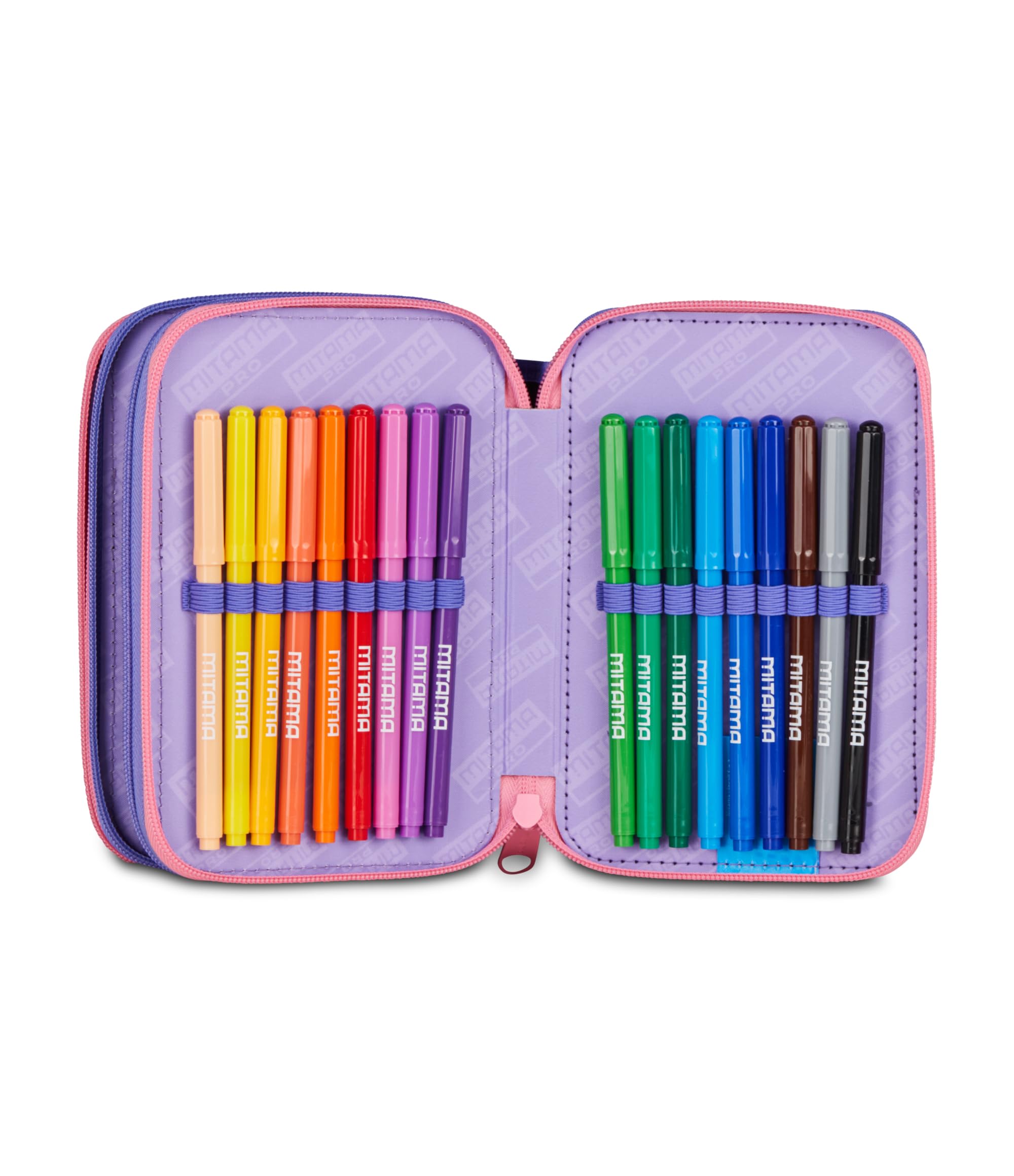 Mitama Astuccio Scuola 3 Scomparti, FAIRYUNICORN, Contenuto 47 pz, Completo di Matite, Pennarelli, Portapenne Scuola Elementare Bambina