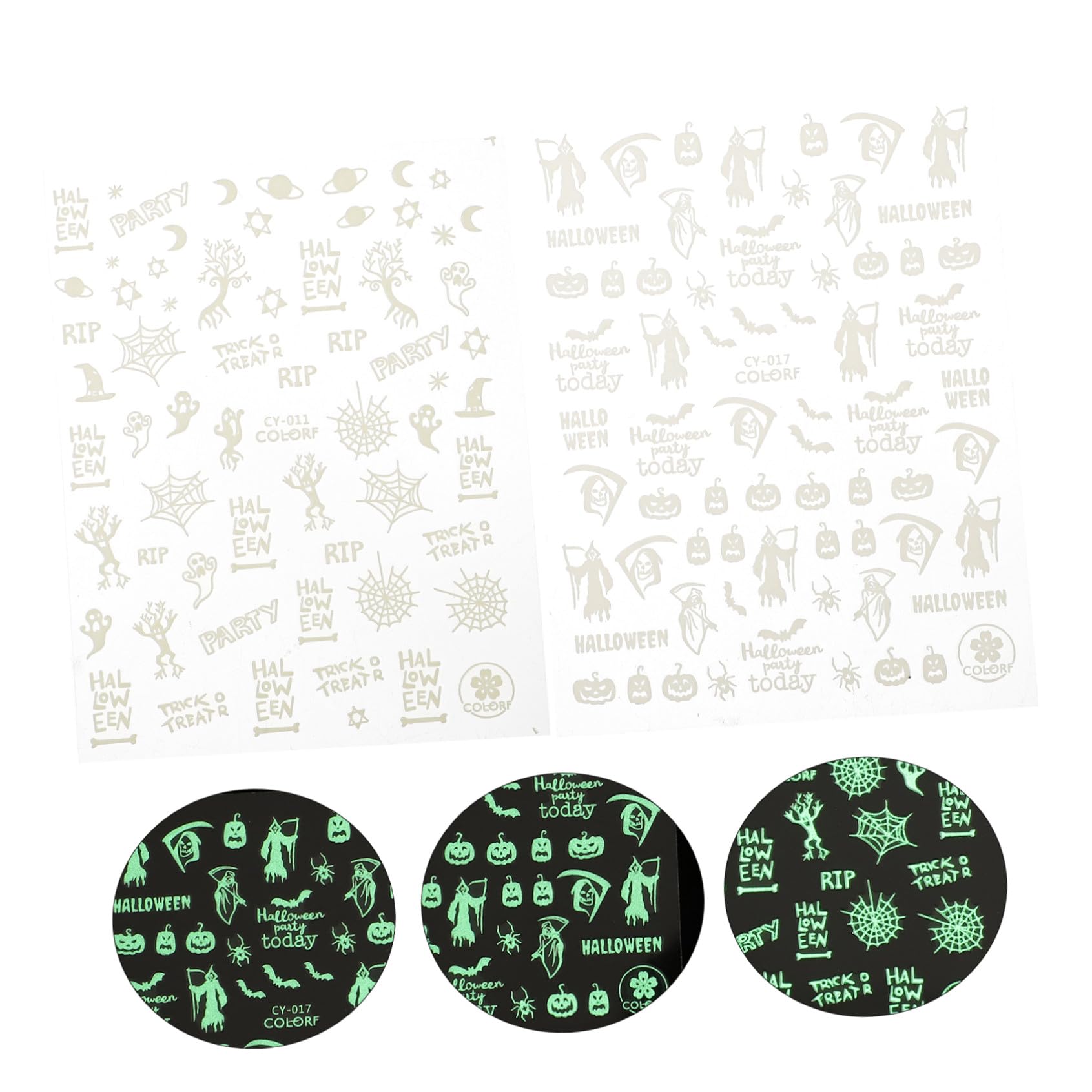 Healvian 30fogli Adesivi Per Unghie Glow in The Dark Di Halloween Decorazioni Per Nail Art Con Design Di Zucche e Fantasmi Perfetti Per Unghie Naturali e Acriliche Facili Da Applicare e