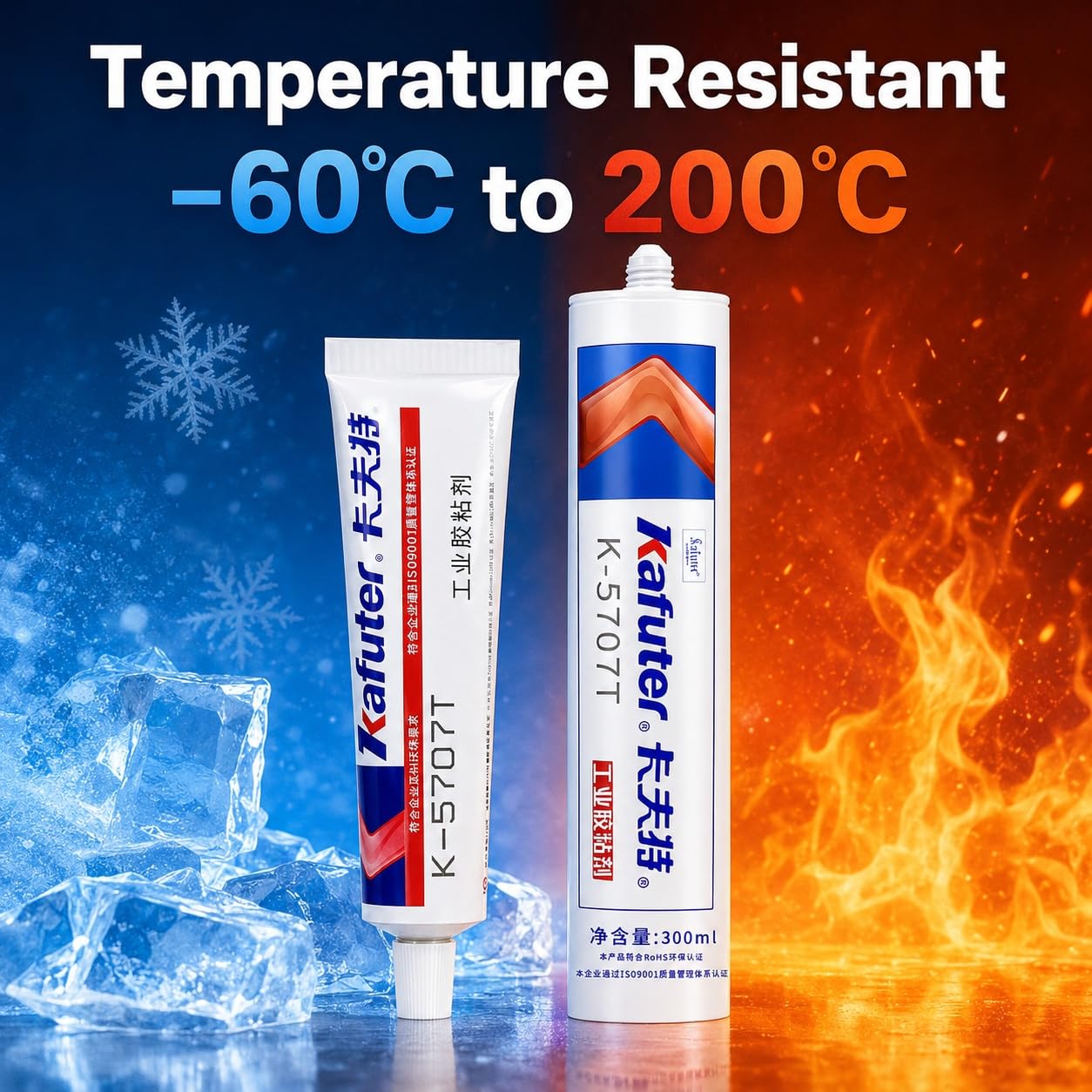 VIDOO Kafuter K-5707T Gel Fijador RTV Transparente Alta Elongación Compuesto Encapsulado Aislante Humedad Resistente Intemperie para Juntas Circuito Delicado - 300ml