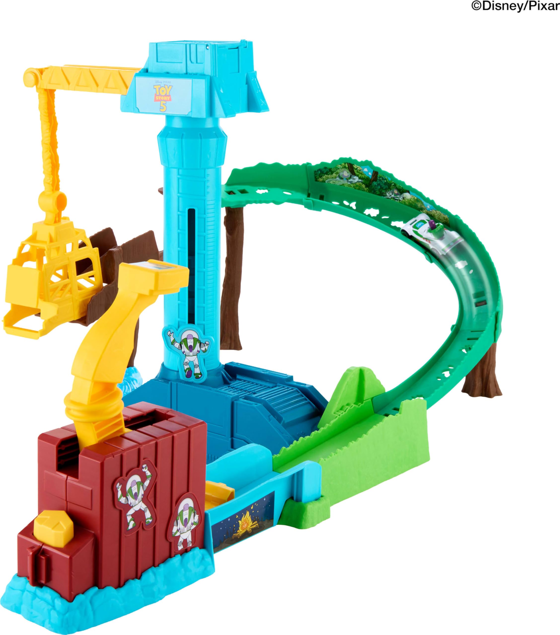 Mattel Hot Wheels Coffret Star Command de Buzz l’Éclair Hi-Tech Coffret piste de course avec véhicule Superstar Speeders inspiré de Toy Story 5 de Disney Pixar, JLH42