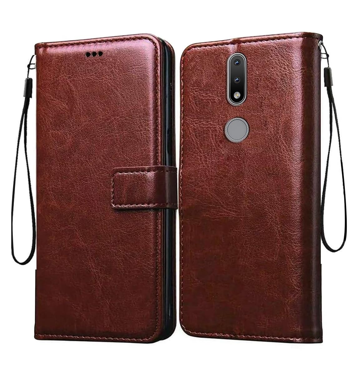 Coverage Case Cover Vintage Magnatic Closer Leather Flip Cover for Nokia TA-1270 / Nokia_2.4 - Executive Brown-image-11