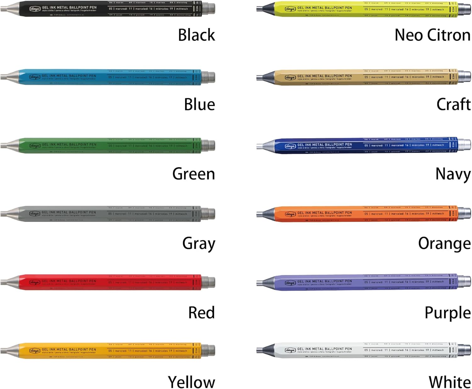 MARK'STYLE days, Gel Ink Metal Ballpoint Pen - 0.5mm Retractable Black Ink, Retro styling Light Weigh Pen, Made in Japan- Perfect for School, Office, and Journaling (Purple)