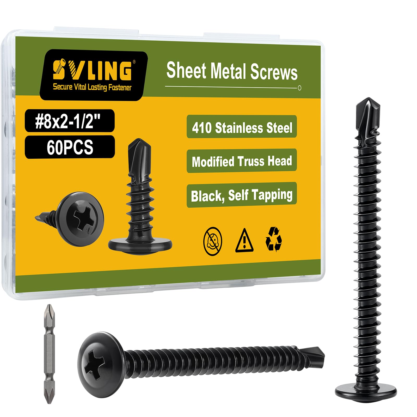 Self Drilling Sheet Metal Screws - 60 Pcs -1