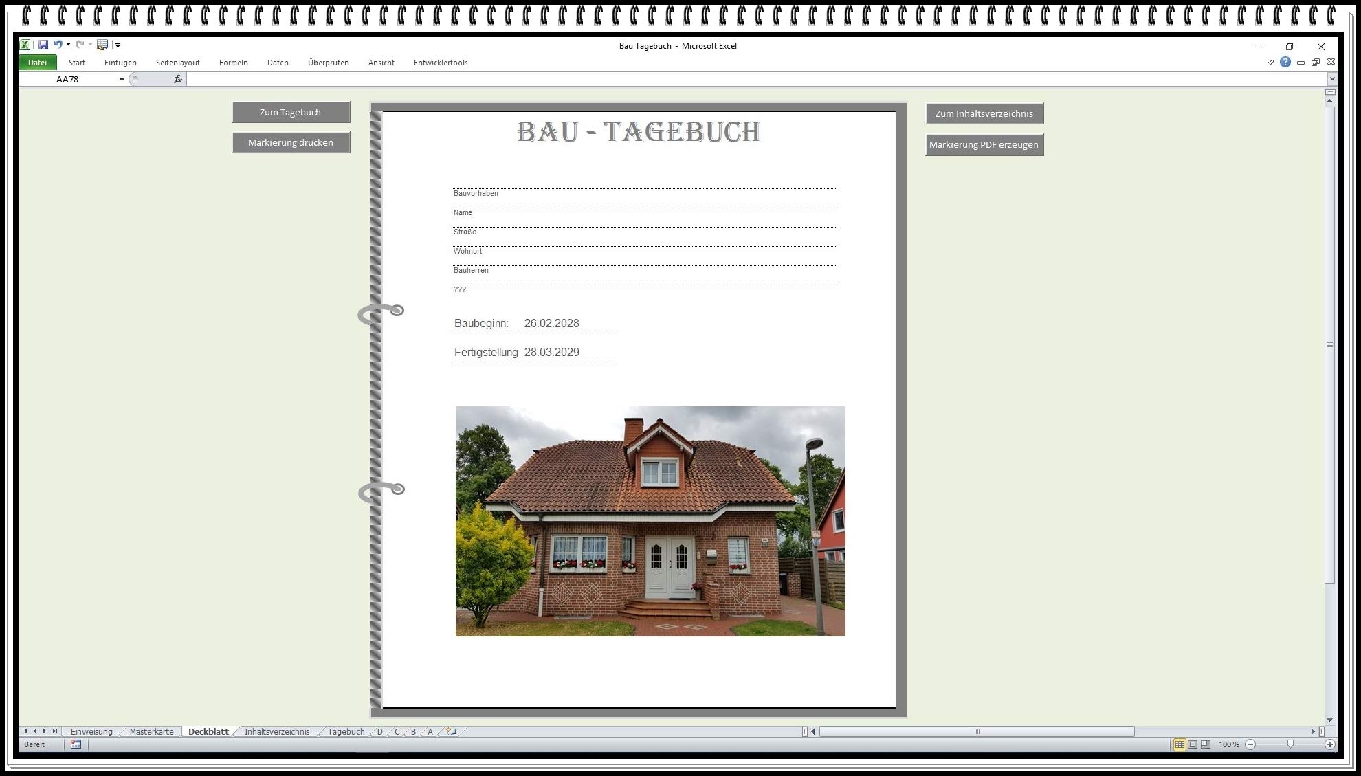 Digitales Bautagebuch Software für Bauführer und Bauherren Handbuch zur Dokumentation nach HOAI Vorlage am Bau für Bauberichte Bauherrentagebuch. Geschenkidee für Bauherren