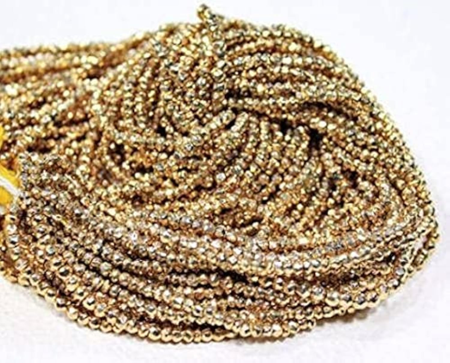Perles en pyrite dorée véritable LKBEADS, micro gemmes facettées 3.5mm éclat joaillerie