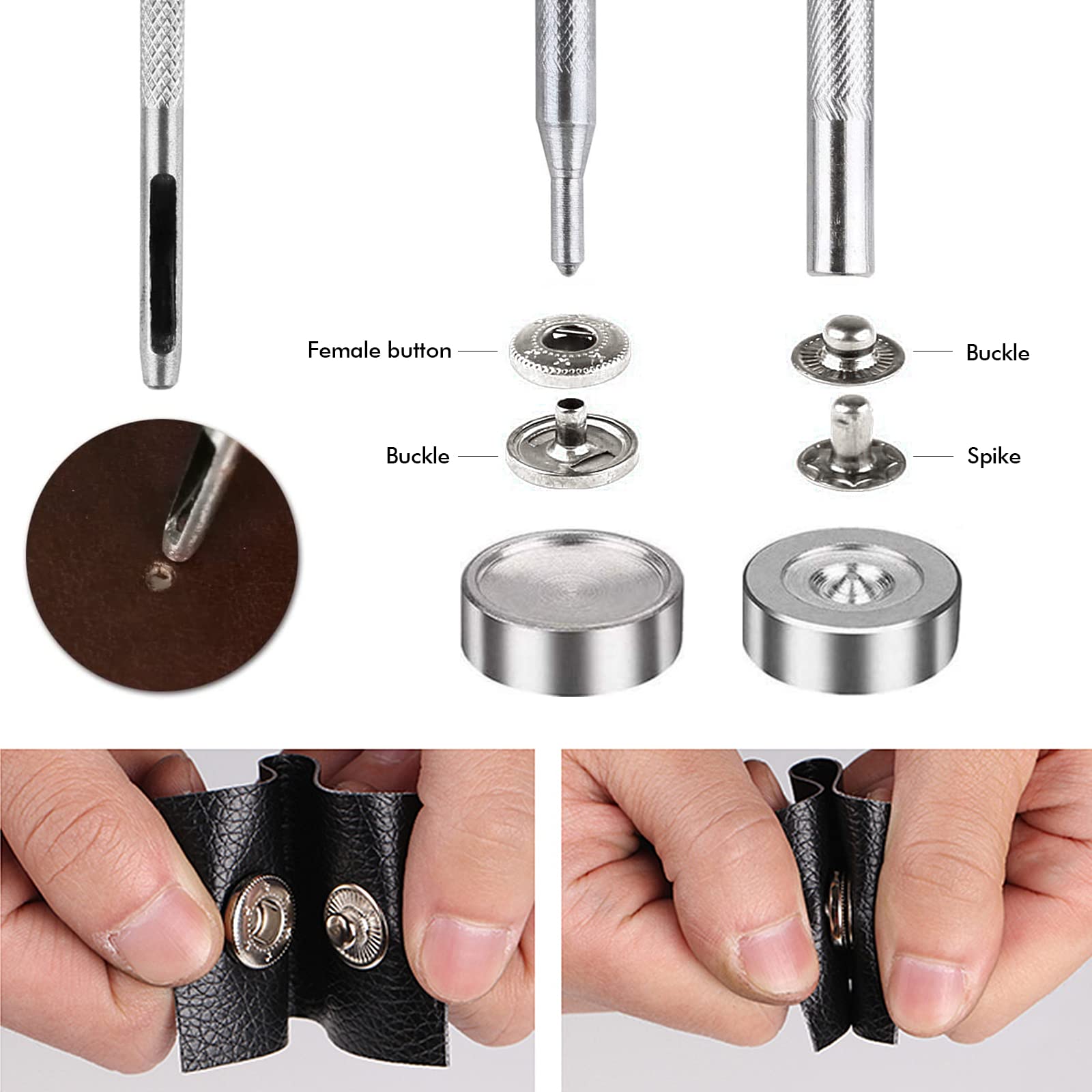 Lot De 40 Boutons-pression En Cuivre 8 Mm - Pour Vêtements, Maroquinerie, Artisanat - Tige Laiton/nickel