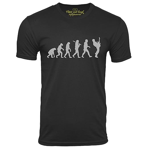 Guitar Player Evolution Funny T-Shirt Guitarist Musician Tee T Shirt Black XL